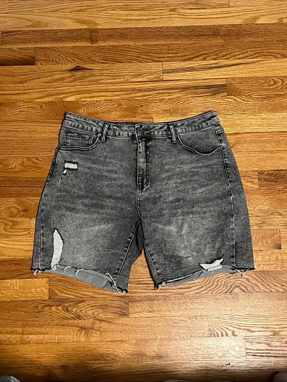 Women’s Distressed Gray Denim Shorts